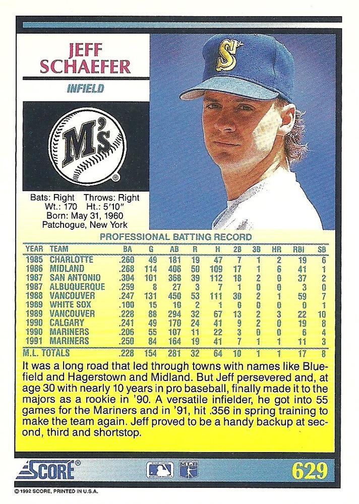 Jeff Schaefer  baseball card collectible - Main Image 2