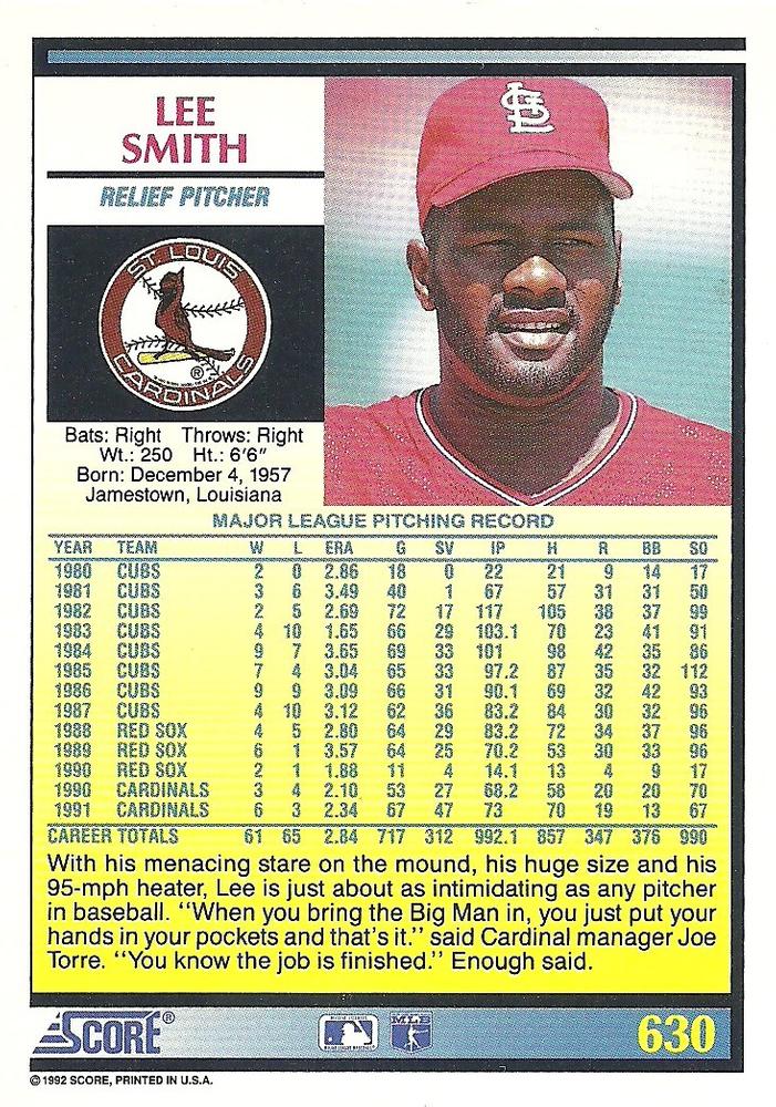 Lee Smith  baseball card collectible - Main Image 2