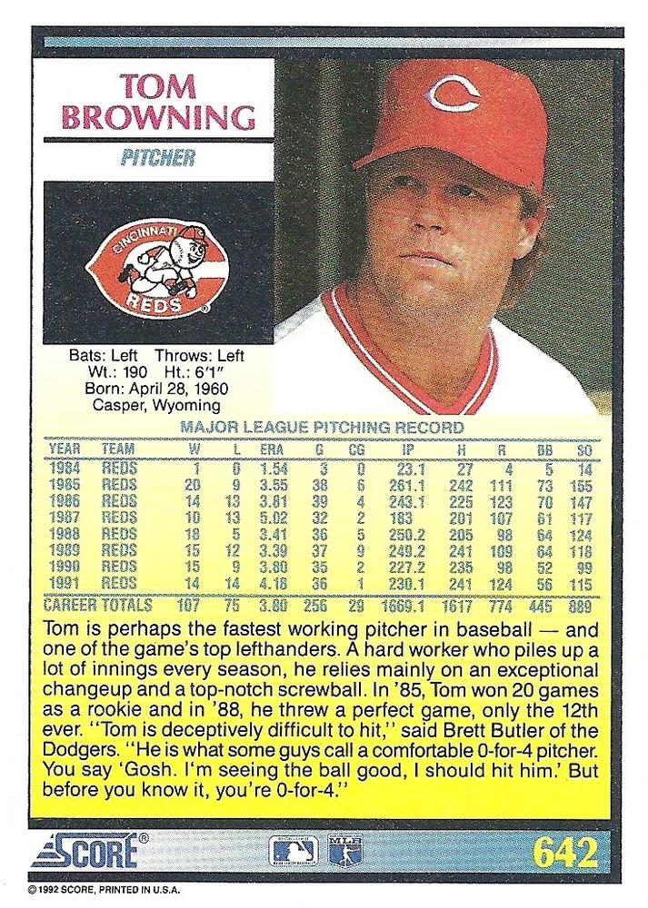 Tom Browning  baseball card collectible - Main Image 2