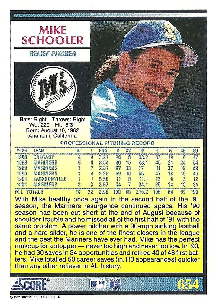 Mike Schooler  baseball card collectible - Main Image 2
