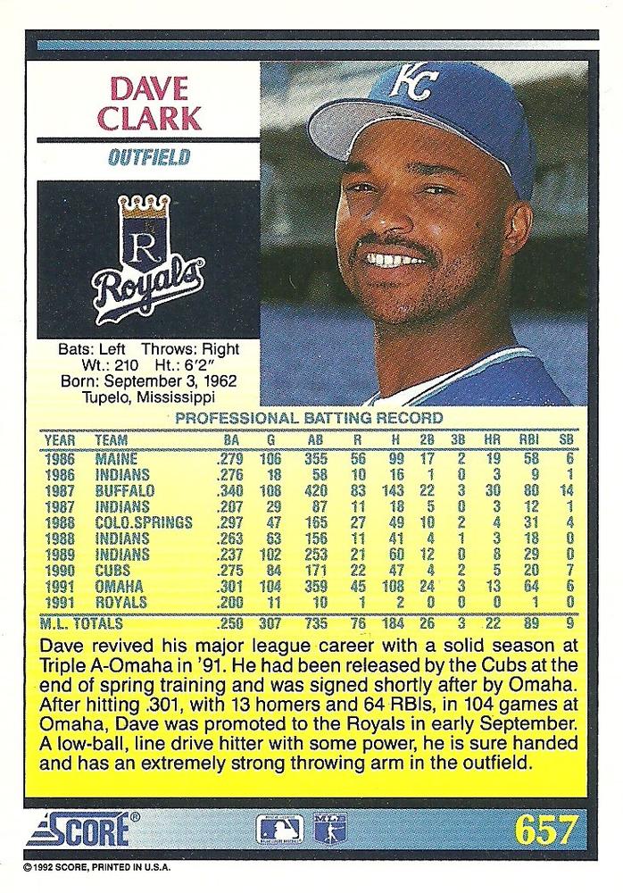 Dave Clark  baseball card collectible - Main Image 2