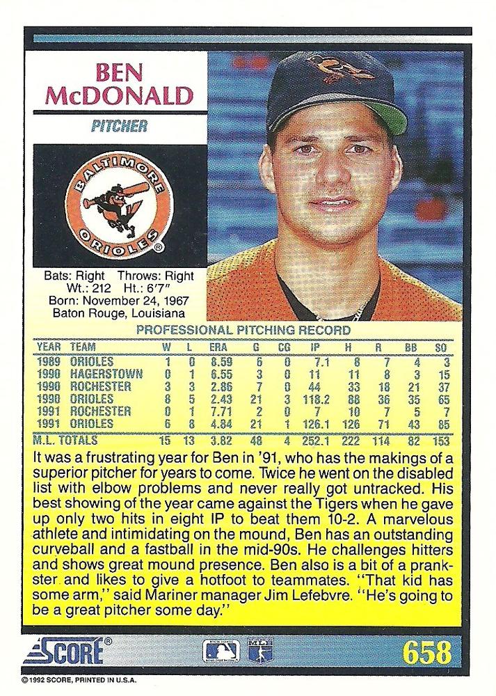 Ben McDonald  baseball card collectible - Main Image 2