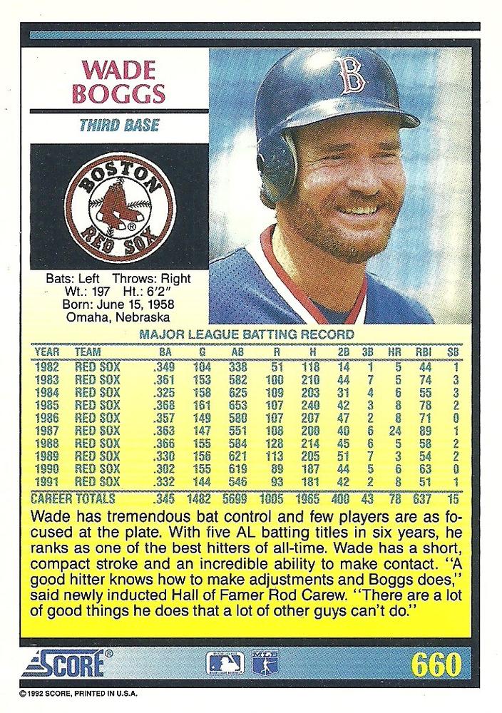 Wade Boggs  baseball card collectible - Main Image 2