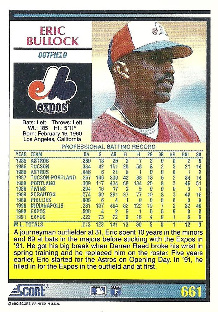 Eric Bullock  baseball card collectible - Main Image 2