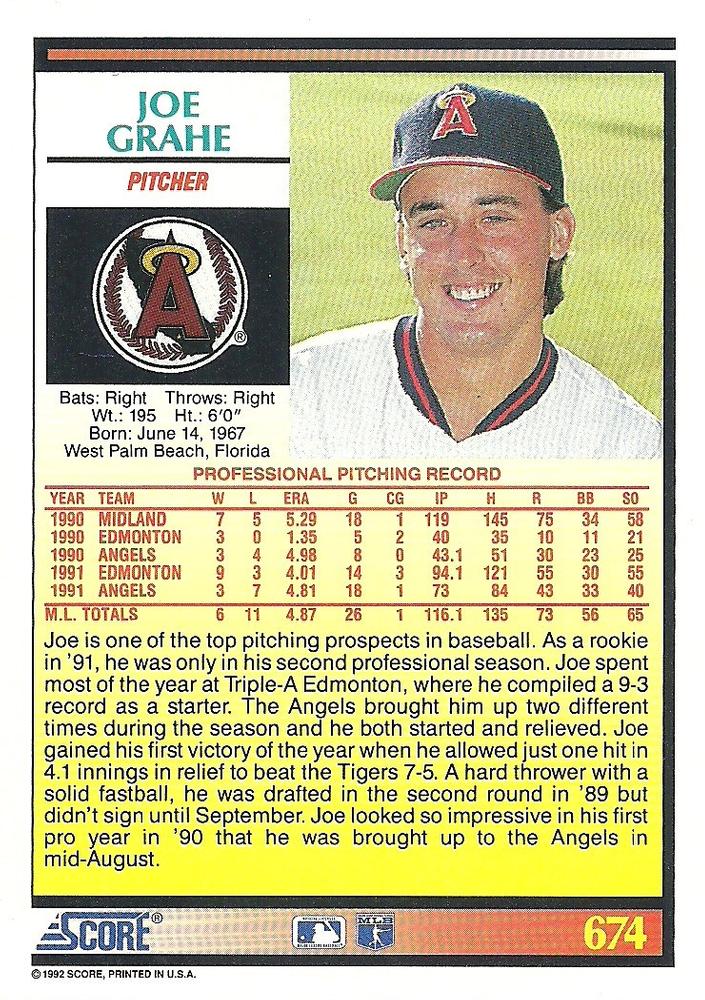 Joe Grahe  baseball card collectible - Main Image 2