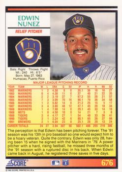 Edwin Nunez  baseball card collectible - Main Image 2