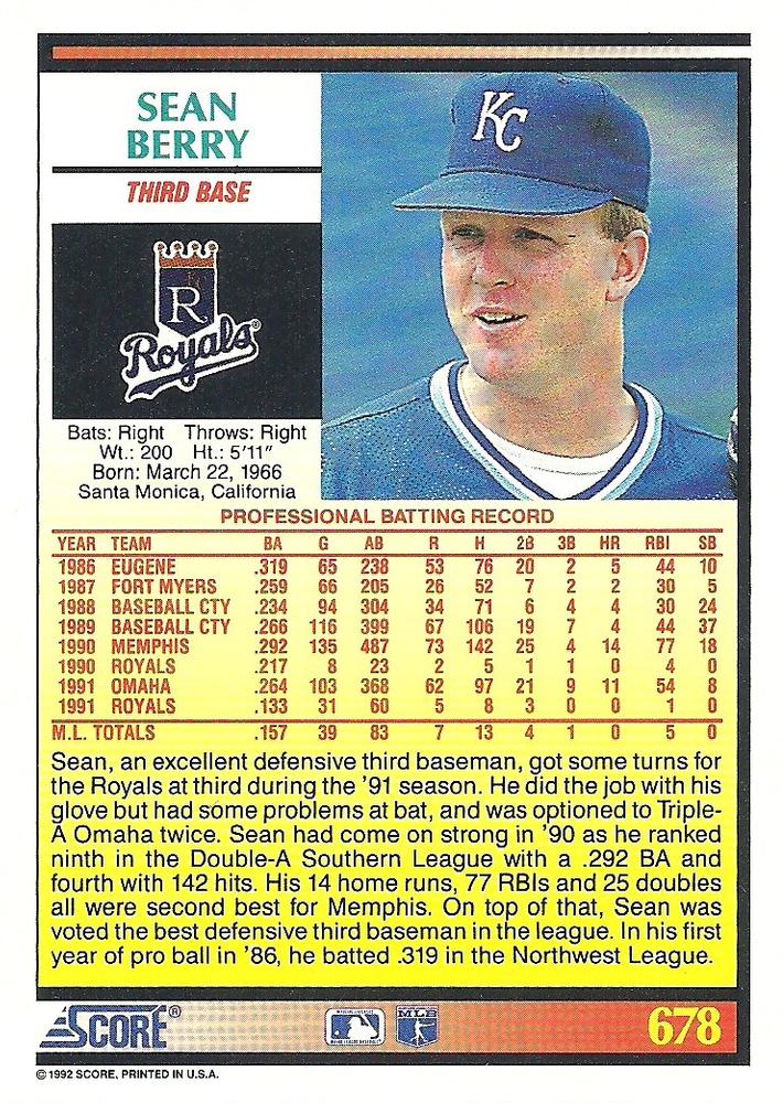 Sean Berry  baseball card collectible - Main Image 2