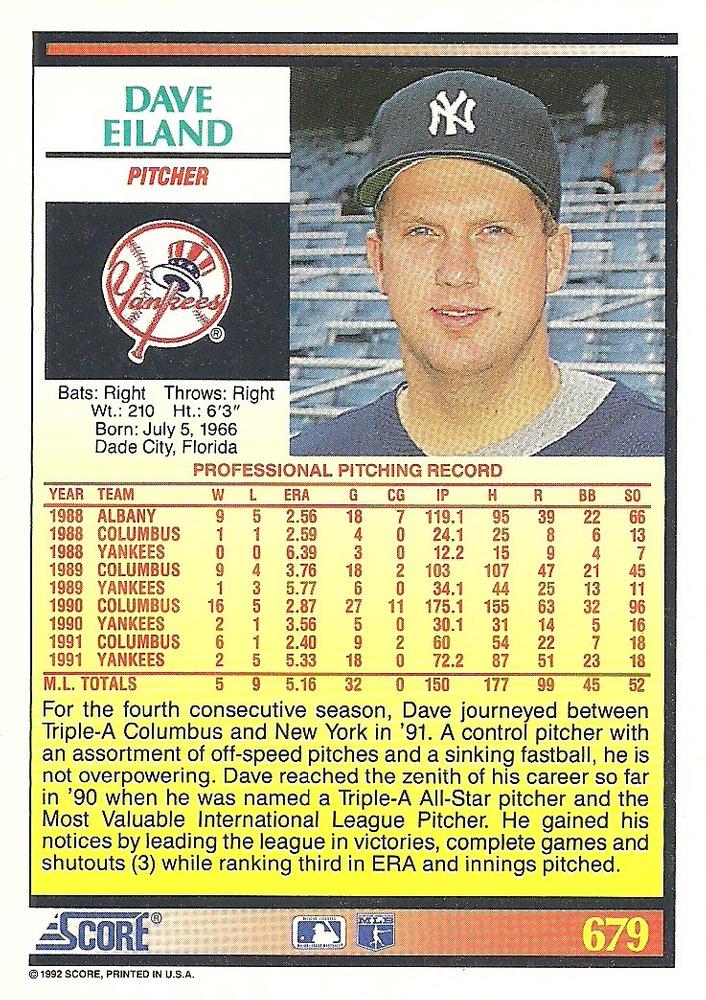 Dave Eiland  baseball card collectible - Main Image 2