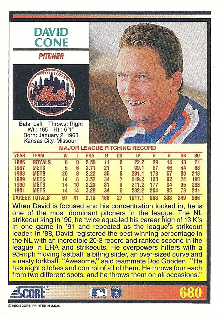 David Cone  baseball card collectible - Main Image 2