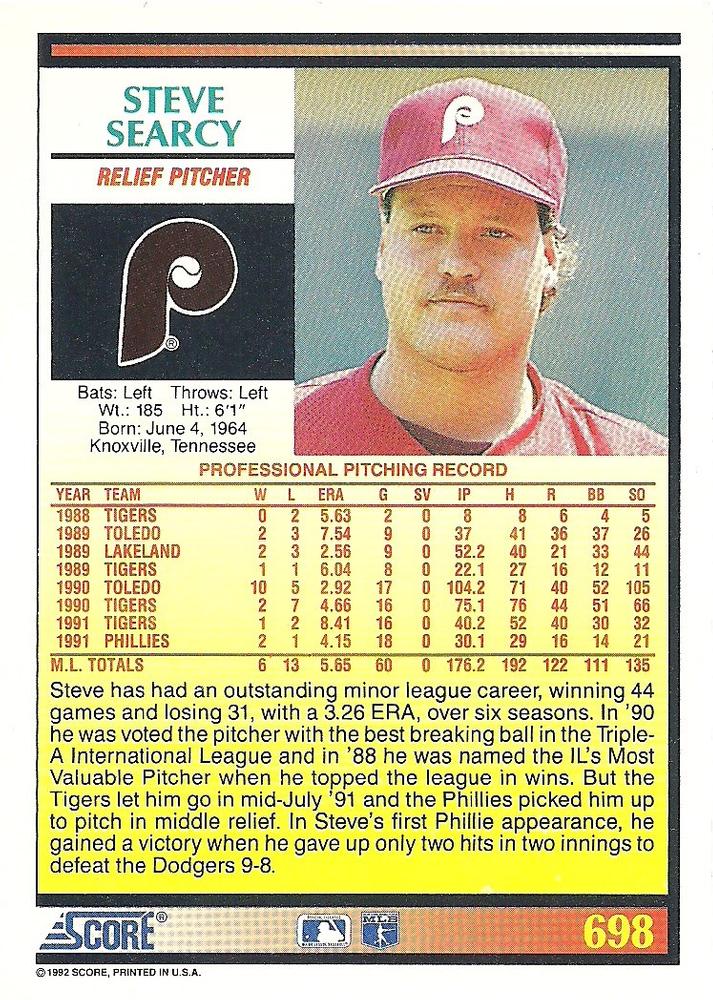 Steve Searcy  baseball card collectible - Main Image 2