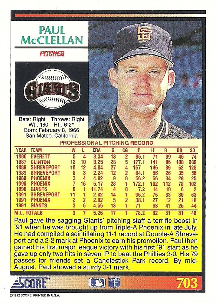 Paul McClellan  baseball card collectible - Main Image 2