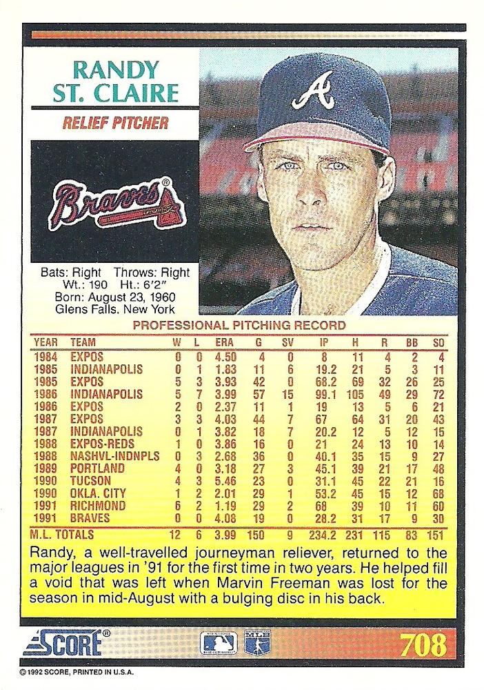 Randy St. Claire  baseball card collectible - Main Image 2