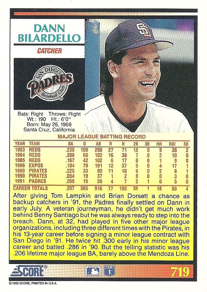 Dann Bilardello  baseball card collectible - Main Image 2