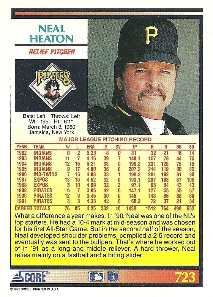 Neal Heaton  baseball card collectible - Main Image 2