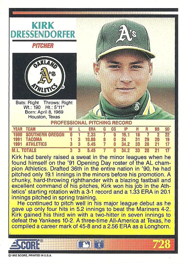 Kirk Dressendorfer  baseball card collectible - Main Image 2