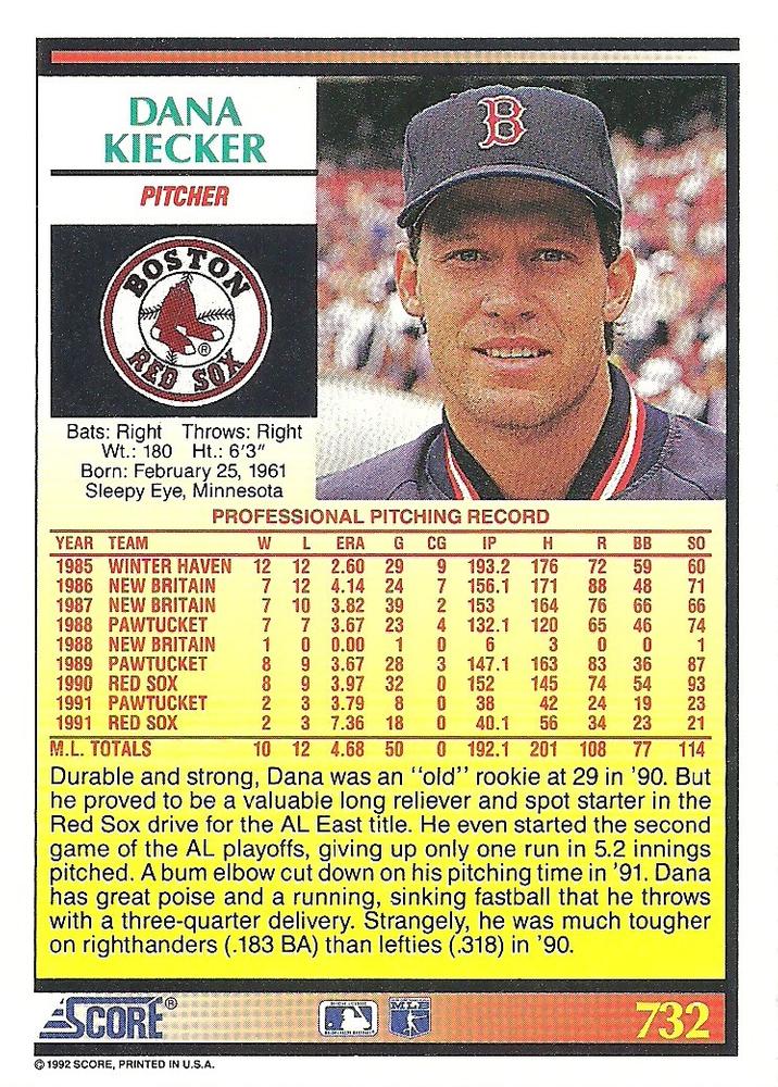 Dana Kiecker  baseball card collectible - Main Image 2