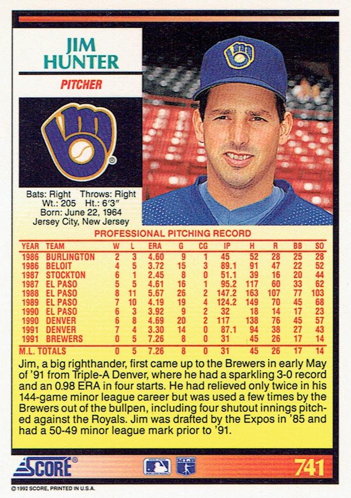 Jim Hunter  baseball card collectible - Main Image 2