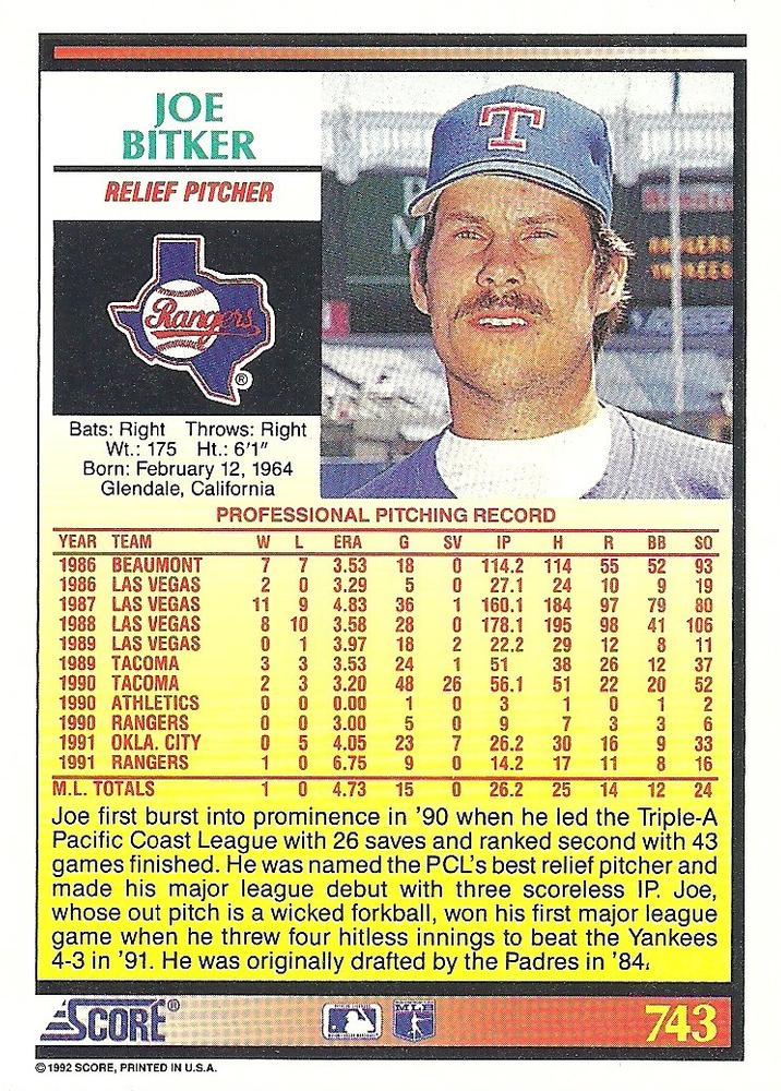 Joe Bitker  baseball card collectible - Main Image 2