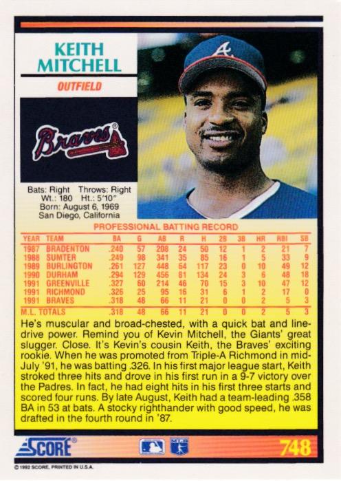 Keith Mitchell  baseball card collectible - Main Image 2