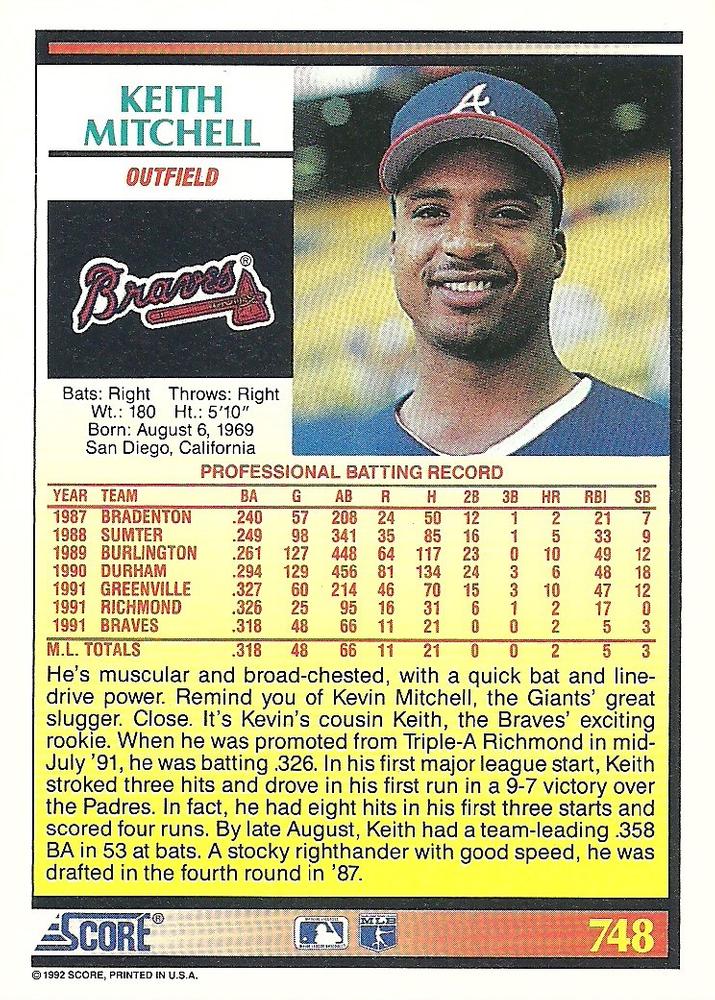 Keith Mitchell  baseball card collectible - Main Image 2
