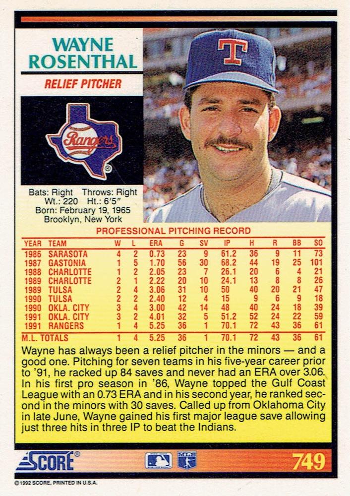 Wayne Rosenthal  baseball card collectible - Main Image 2