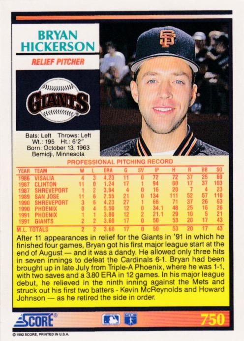 Bryan Hickerson  baseball card collectible - Main Image 2
