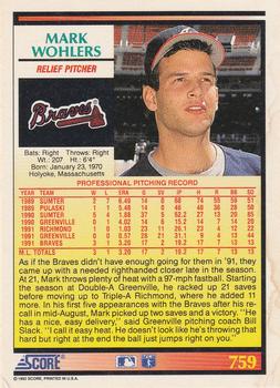 Mark Wohlers  baseball card collectible - Main Image 2