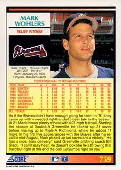 Mark Wohlers  baseball card collectible - Main Image 2