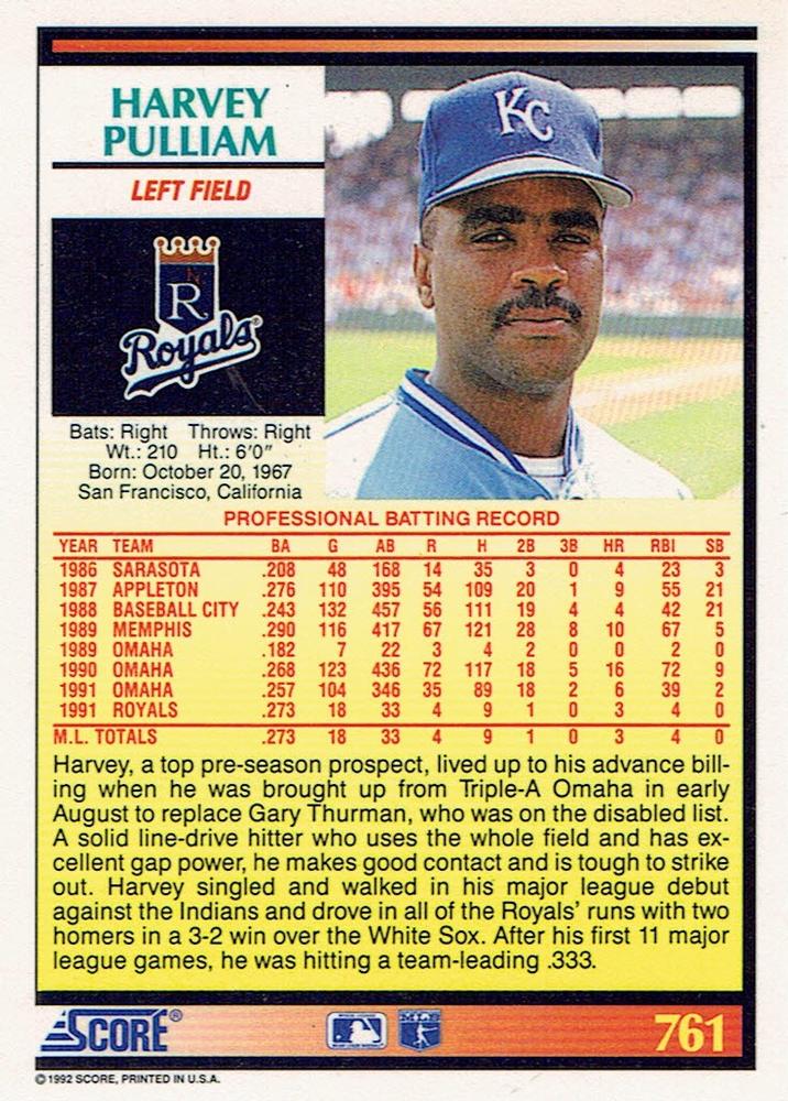 Harvey Pulliam  baseball card collectible - Main Image 2