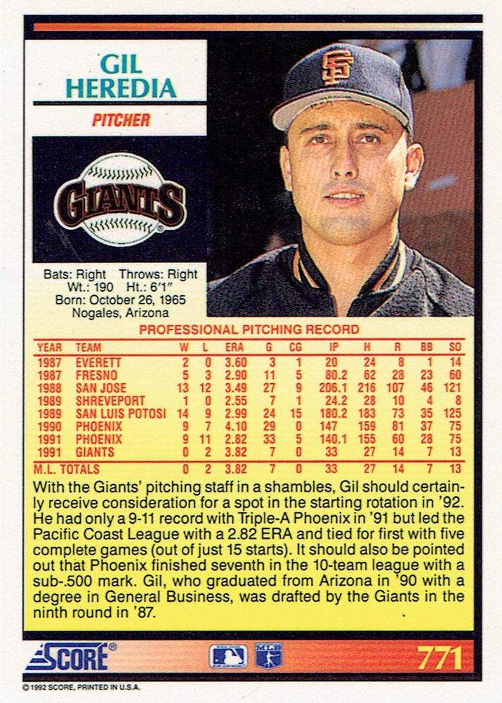 Gil Heredia  baseball card collectible - Main Image 2