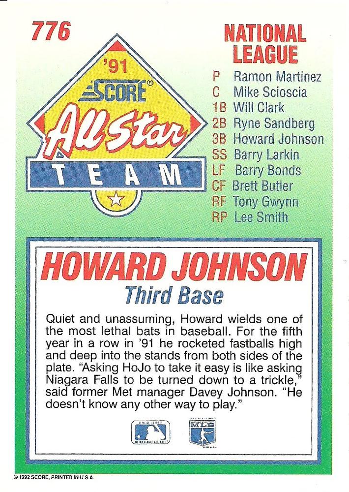 Howard Johnson  baseball card collectible - Main Image 2