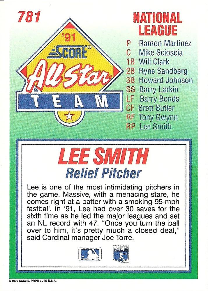 Lee Smith  baseball card collectible - Main Image 2