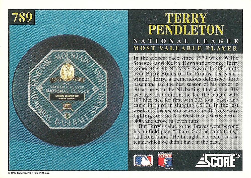 Terry Pendleton  baseball card collectible - Main Image 2