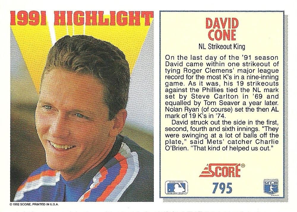David Cone  baseball card collectible - Main Image 2