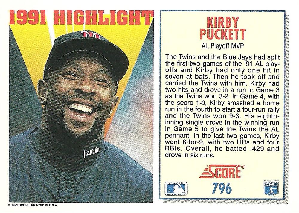 Kirby Puckett  baseball card collectible - Main Image 2