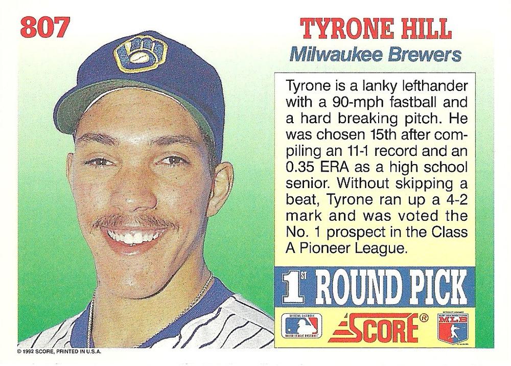 Tyrone Hill  baseball card collectible - Main Image 2