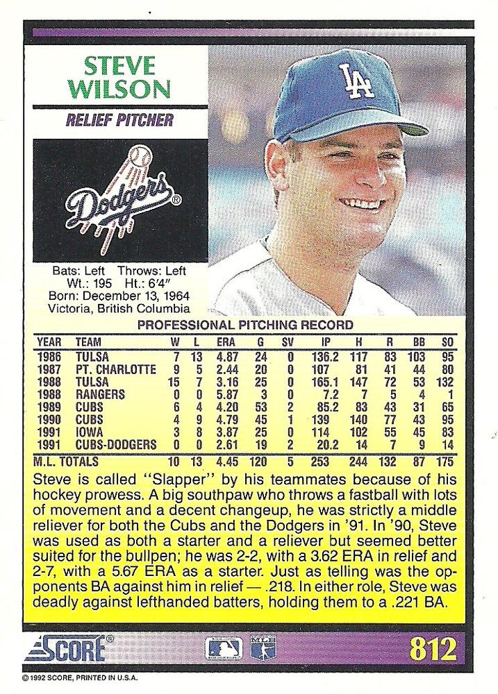 Steve Wilson  baseball card collectible - Main Image 2