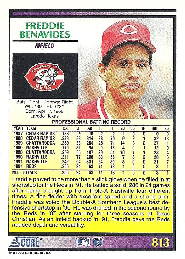 Freddie Benavides  baseball card collectible - Main Image 2