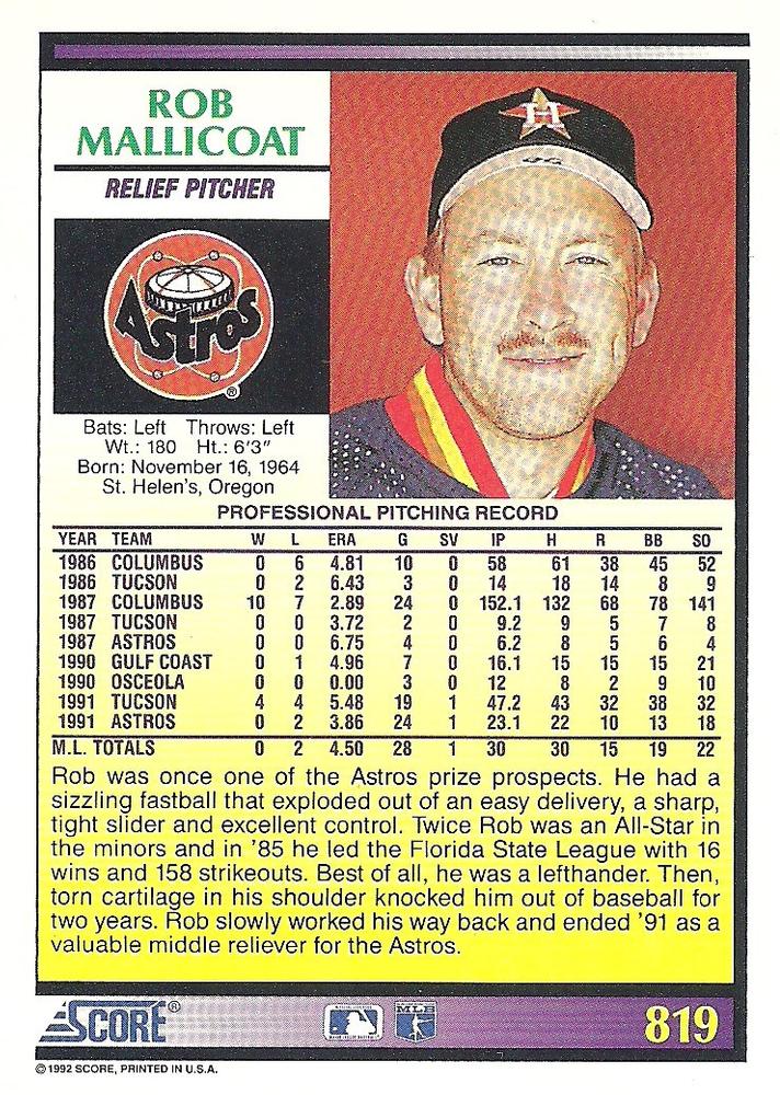 Rob Mallicoat  baseball card collectible - Main Image 2