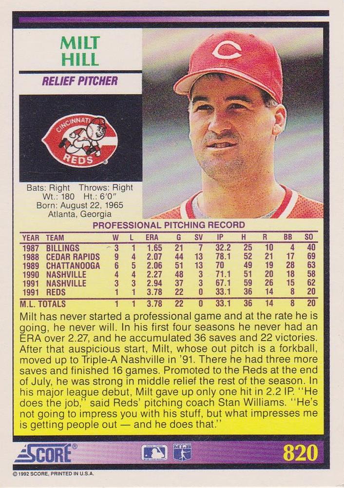 Milt Hill  baseball card collectible - Main Image 2