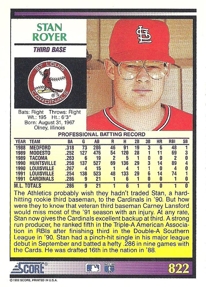 Stan Royer  baseball card collectible - Main Image 2