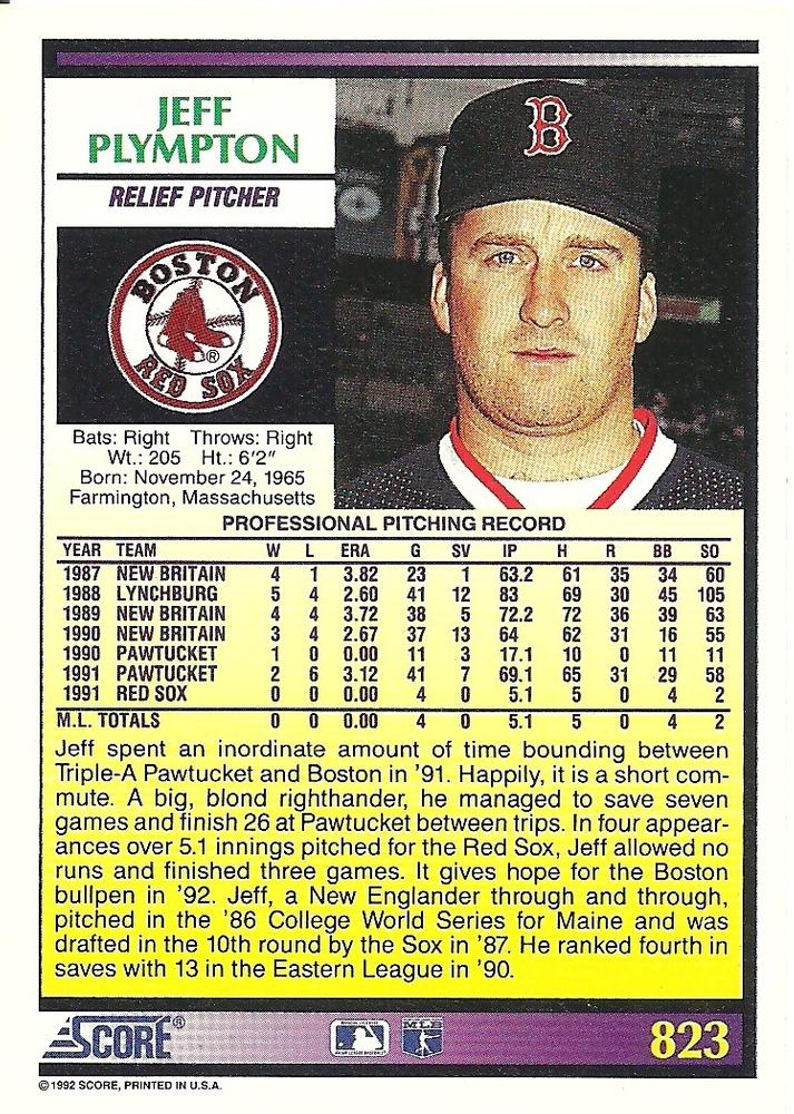 Jeff Plympton  baseball card collectible - Main Image 2