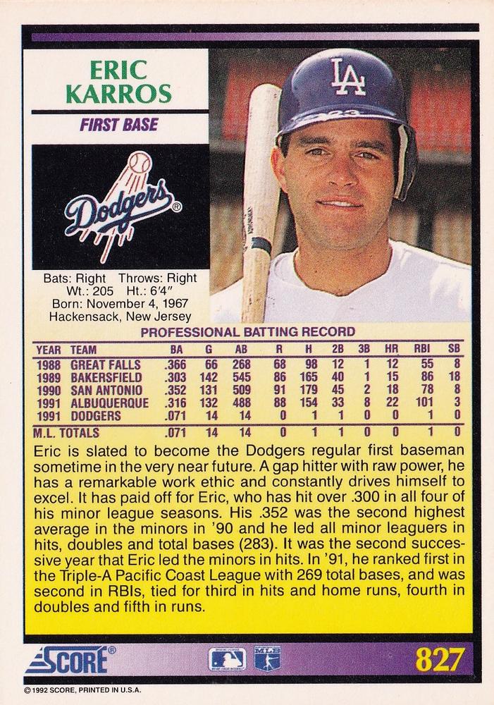 Eric Karros  baseball card collectible - Main Image 2