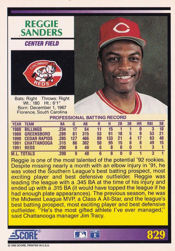 Reggie Sanders  baseball card collectible - Main Image 2