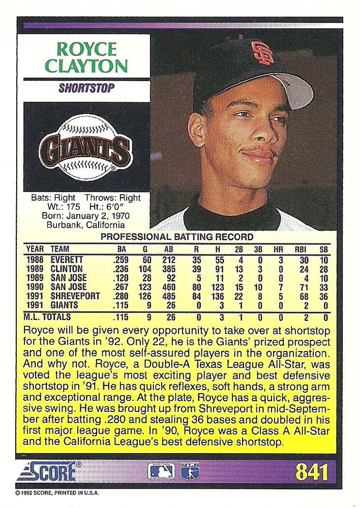 Royce Clayton  baseball card collectible - Main Image 2