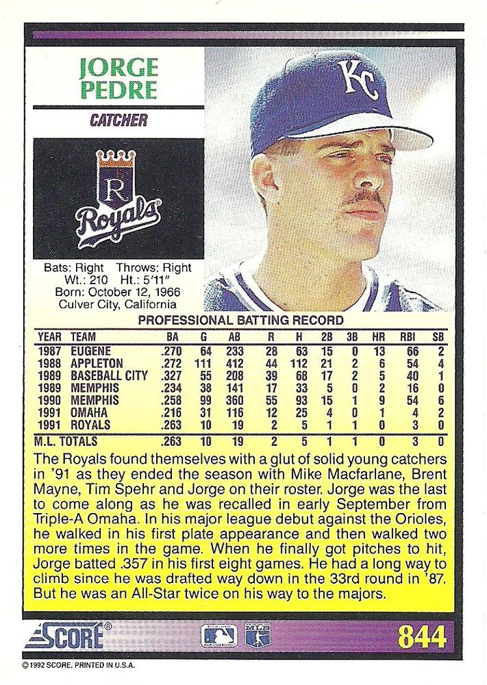 Jorge Pedre  baseball card collectible - Main Image 2