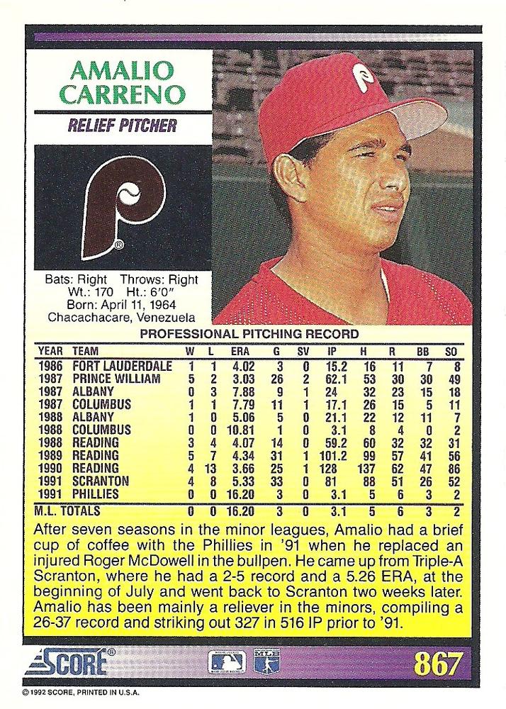 Amalio Carreno  baseball card collectible - Main Image 2