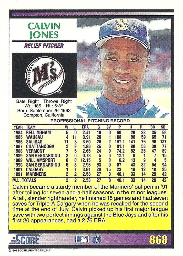 Calvin Jones  baseball card collectible - Main Image 2