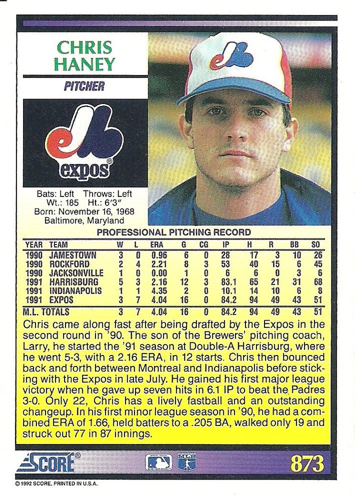 Chris Haney  baseball card collectible - Main Image 2