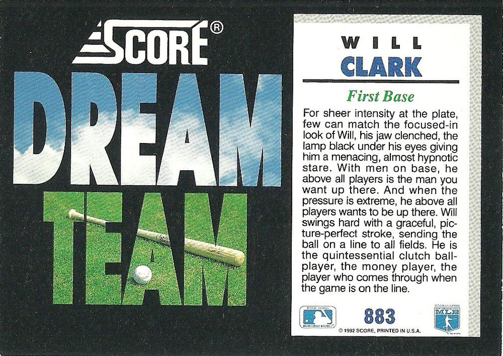 Will Clark  baseball card collectible - Main Image 2